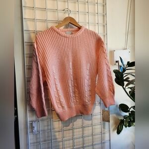 80s Vintage Pink Cable Knit Sweater By ESCALA Bubblegum